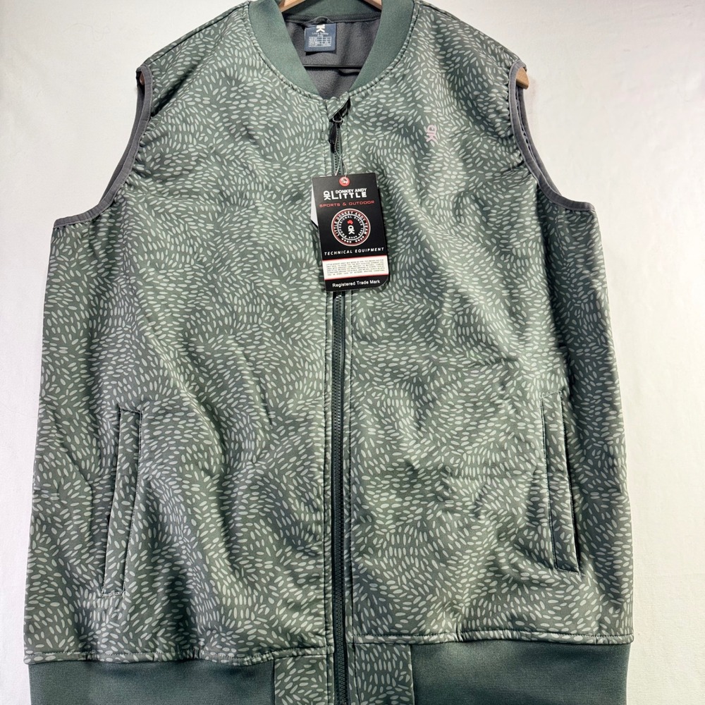 Little Donkey Andy Mens Technical Fleece Lined Vest Green Pebble Print Large